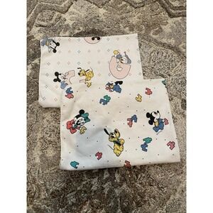 2 VTG Disney Receiving Blanket Flannel Mickey Baby ABC's Dundee Disney 1980 FLAW